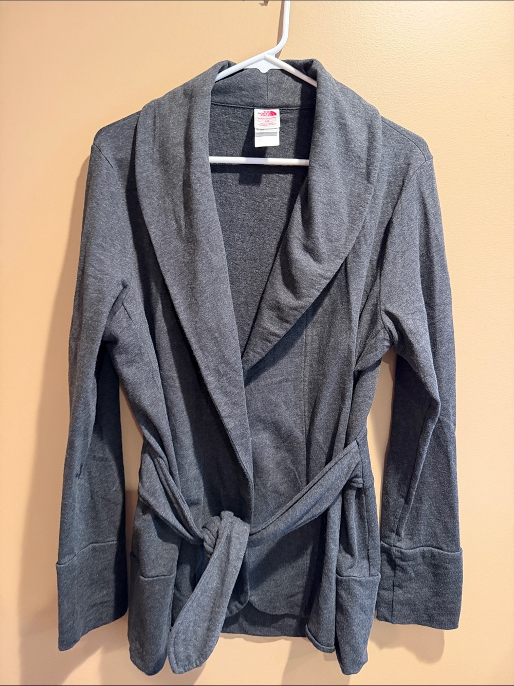 The North Face Women’s Charcoal Gray Shawl Collar Wrap Robe-Style Cardigan